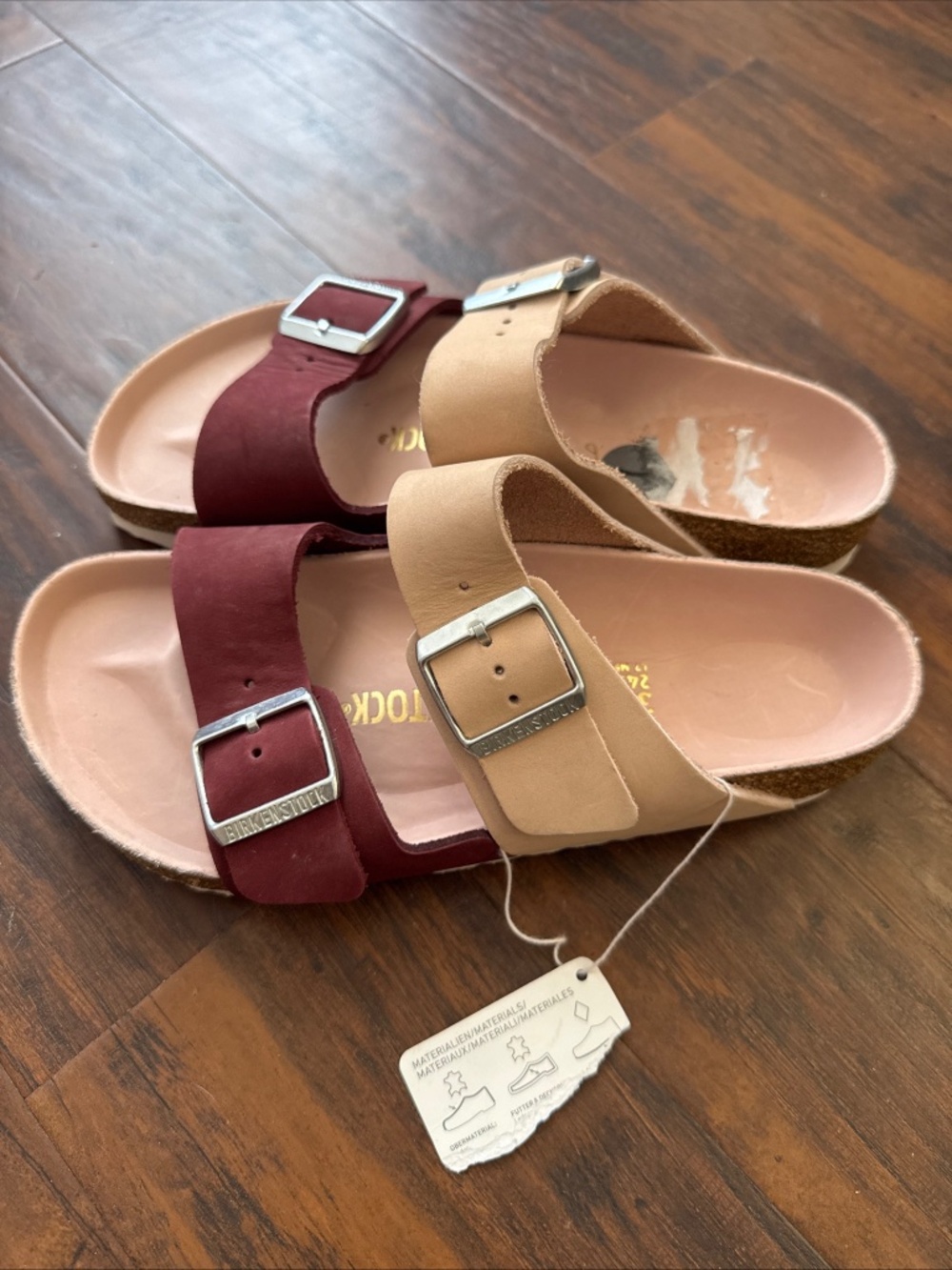 Birkenstock Sandals Arizona Split Maroon Light Rose Nubuck Buckels Size 7